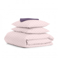 Полуторна постіль з простирадлом на гумці Mini Dots CS23 COSAS рожевий 160х220 см Київ