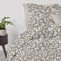 Евро комплект COSAS BEIGE FLOWERS Ранфорс 200х220 см Бежевый/Серый Славянск