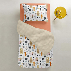 Підлітковий комплект на резинці COSAS FOREST CS1 Ранфорс 155х215 см Теракот/Білий Київ