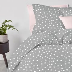 Евро постель с простыней на резинке Grey Stars COSAS серый 200х220 см Киев