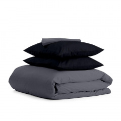Полутораспальный комплект COSAS GREY SATIN CS11 160х220 см Черный/Серый Кобыжча