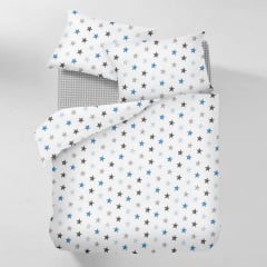 Євро наволочка COSAS GREY STARS Ранфорс 50х70 см Блакитний Пологи