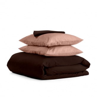 Сімейний комплект COSAS CHOCOLATE SATIN Сатин 2х160х220 см Бежевий/Шоколадний