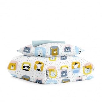 Детское постельное белье в кроватку Color Animals COSAS Белый 110х140 см