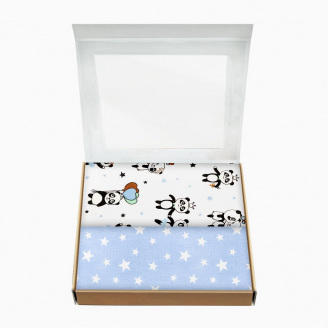 Набір пелюшок COSAS PANDA & STARS Бязь 80х100 см 2 шт Блакитний