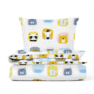 Детский комплект без простыни COSAS COLOR ANIMALS Ранфорс 110х140 см Белый