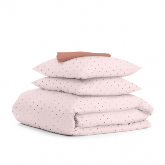 Полуторна постіль з простирадлом на гумці Mini Dots CS25 COSAS рожевий 160х220 см