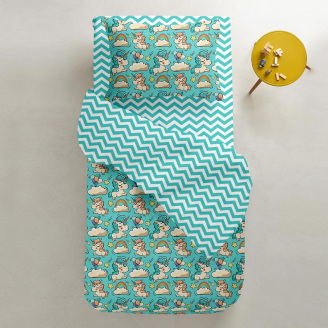 Простирадло півтораспальне COSAS MINT ZIGZAG Ранфорс 155х240 см М'ятний