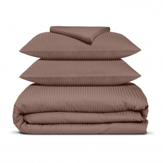 Євро постіль сатин з простирадлом на гумці LATTE Cosas Коричневий 200х220 см