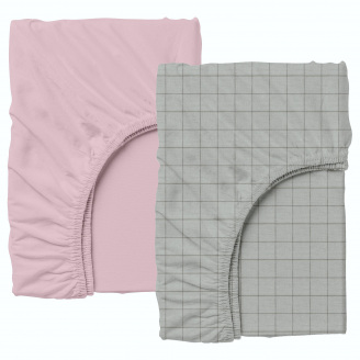 Набор Простыня на резинке COSAS PINK GEOMETRY Ранфорс 60х120х12 см 2 шт Серый/Розовый