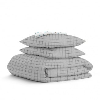 Сімейна постіль з простирадлом на гумці GREY GEOMETRY CS7 COSAS сірий 2х160х220 см