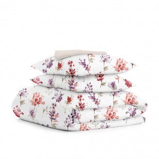 Полуторна постільна білизна Watercolor Flowers CS1 COSAS Фіолетовий 160х220 см