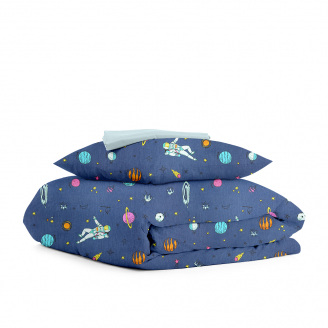Подростковая постель с простыней на резинке Spaceman COSAS Синий 160х220 см