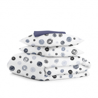 Євро постіль з простирадлом на гумці Yarn Balls CS4 COSAS сірий 200х220 см