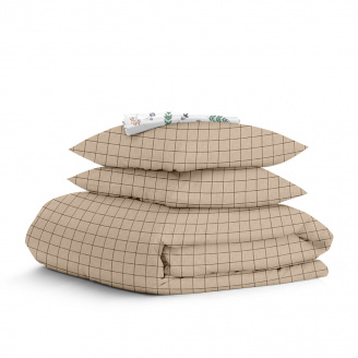 Двоспальна постіль з простирадлом на гумці BEIGE GEOMETRY CS9 COSAS Бежевий 180х220 см