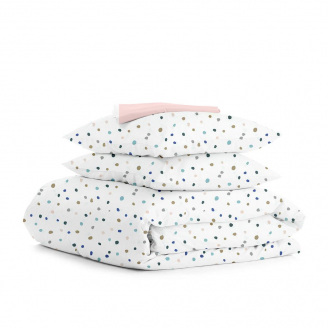 Евро комплект COSAS COLOR BLOTS CS4 Ранфорс 200х220 см Белый/Розовый