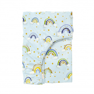 Простирадло на резинці в дитяче ліжечко 60х120 см RAINBOW STAR BLUE COSAS Блакитний