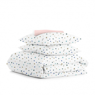 Півтораспальний комплект COSAS COLOR BLOTS CS4 Ранфорс 160х220 см Білий/Рожевий