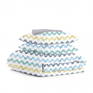 Євро постіль з простирадлом на гумці Color Wave CS1 COSAS Білий 200х220 см