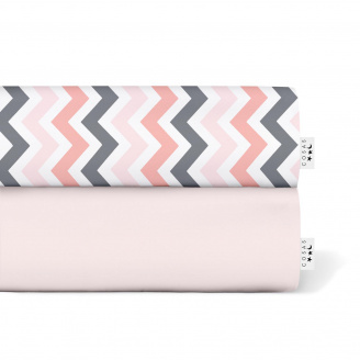 Набір простирадла на резинці COSAS ROSE ZIGZAG Ранфорс 60х120х12 см 2 шт Рожевий/Різнокольоровий
