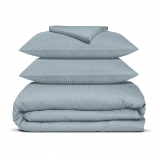 Полуторная постель сатин с простыней на резинке CASHMERE Cosas Сизый 160х220 см