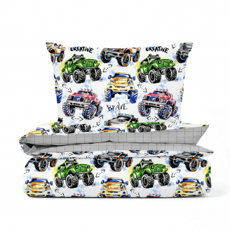 Дитячий комплект без простирадла COSAS BRAVE CARS Ранфорс 110х140 см Сірий