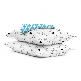 Набор наволочки и простыня COSAS SHEEP&SKYEY ZIGZAG Ранфорс 220х240 см Голубой