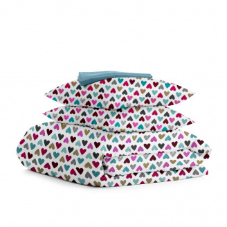 Півтораспальний комплект на резинці COSAS MINT LOVE Ранфорс 160х220 см Різнокольоровий