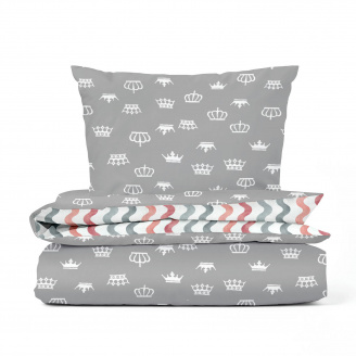 Дитячий комплект без простирадла COSAS GREY CROWN CS1 Ранфорс 110х140 см Сірий