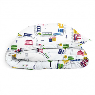 Полутораспальный пододеяльник COSAS RAILWAY Ранфорс 160х220 см Голубой