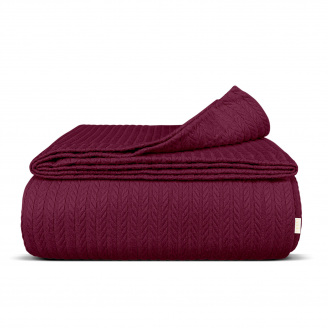 Плед-покривало косичка COSAS 200х220 см Ruby Knitted Braid Бордовий