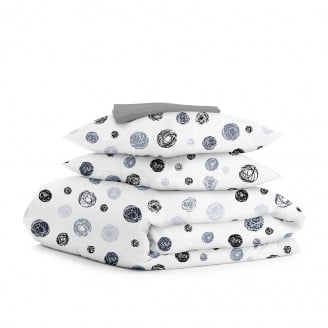 Євро постіль з простирадлом на гумці Yarn Balls CS1 COSAS сірий 200х220 см