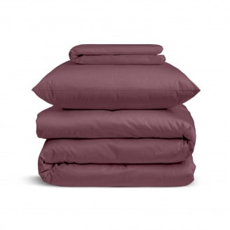 Підліткова постіль сатин з простирадлом на гумці PLUM Cosas Сливовий 160х220 см