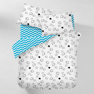 Євро простирадло COSAS BLUE ZIGZAG Ранфорс 220х240 см Блакитний