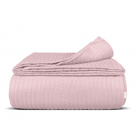 Плед-покривало косичка COSAS 240х260 см Blush Knitted Braid Сакура