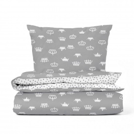 Підлітковий комплект без простирадла COSAS GREY CROWN Ранфорс 155х215 см Сірий (CrownGrey_155_2)
