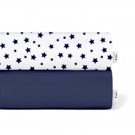 Набор Простыня на резинке COSAS DARK BLUE & STARS Ранфорс 60х120х12 см 2 шт Синий/Белый