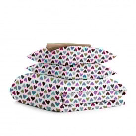 Полуторна постіль з простирадлом на гумці COSAS Mint LOVE CS1 160х220 см Різнокольоровий