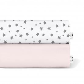 Набір простирадла на резинці COSAS ROSE STAR Ранфорс 60х120х12 см 2 шт Рожевий/Білий