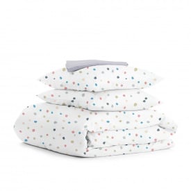 Сімейна постіль з простирадлом на гумці COSAS Color Blots Cs1 2х160х220 см Різнокольоровий