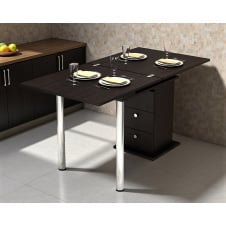 Стол-трансформер обеденный Tobi Sho "Кардамон" с ящиками для кухни, гостиной, студии, 700х700х750 мм Дуб венге