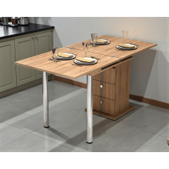 Стіл-трансформер обідній Tobi Sho "Кардамон" з шухлядами для кухні, вітальні, студії, 700х700х750 мм Дуб венге Городок