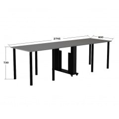 Стол кухонный Tobi Sho "Диалог" раскладной на колесах для кухни, гостиной, офиса, 800х2750х730 мм Серая лава Київ