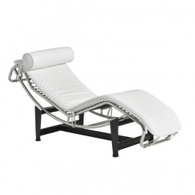 Шезлонг-кушетка Лекор мякий білий на металокаркасі