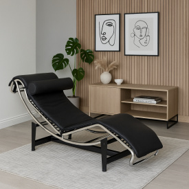 Шезлонг-кушетка Лекор м'який чорний на металокаркасі