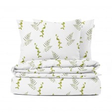 Евро комплект без простыни COSAS GREEN FOLIAGE Ранфорс 200х220 см Бело-салатовый