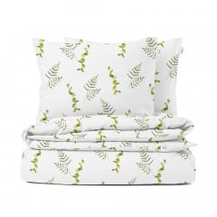 Евро комплект без простыни COSAS GREEN FOLIAGE Ранфорс 200х220 см Бело-салатовый Одесса