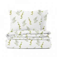 Полутораспальный комплект без простыни COSAS GREEN FOLIAGE Ранфорс 160х220 см Зеленый Никополь