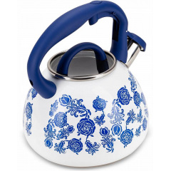 Чайник для плиты Flower field из нержавеющей стали 2,7л white with blue Kamille DP262118 Гуляйполе