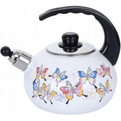 Эмалированый чайник для плиты Butterflies из нержавеюшей стали 2,5л Kamille DP262122 Гуляйполе